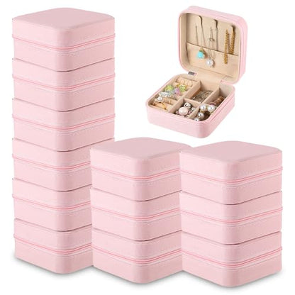 SHENLIU 12 Pcs Mini Pink Travel Jewelry Case Bridesmaid Proposal Gift Boxes - color: Pink
