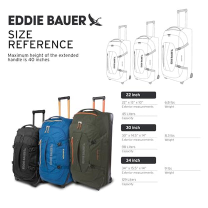 Eddie Bauer Expedition Rolling Duffel Bag with Wheels - Dark Thyme, 30" - color: Dark Thyme, size: 30" (Check-In)