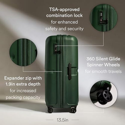 ANTLER Single Stripe Hardside Checked Large Luggage, Green, 32", 144L - color: Green, size: Large