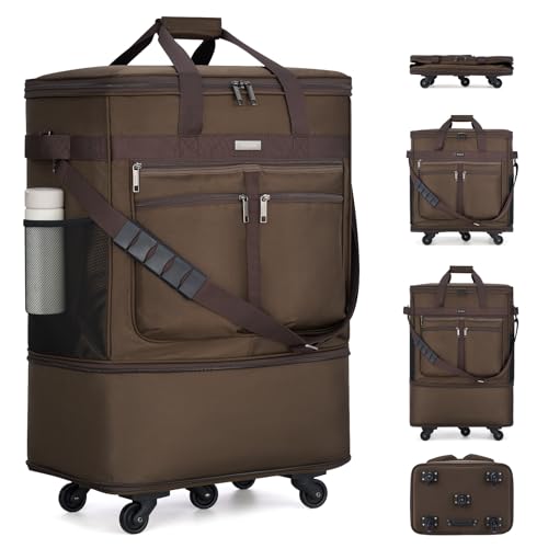 MILADA Expandable Checked Luggage Collapsible Duffle Bag 68L-98L, Coffee - color: Coffee
