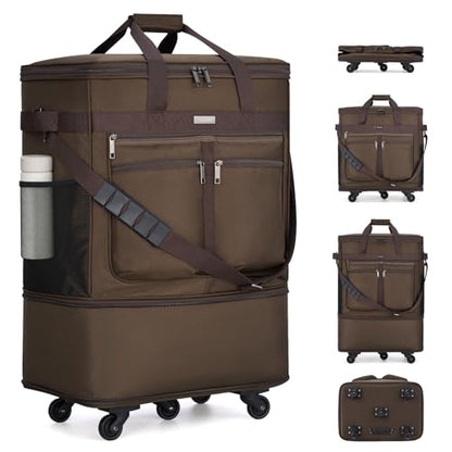 MILADA Expandable Checked Luggage Collapsible Duffle Bag 68L-98L, Coffee - color: Coffee