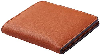 Toughergun Women’s Small Slim Leather Wallet with RFID Protection, Compact Bifold Mini Purse with Clear ID Window - color: 13 ReNapa Tan