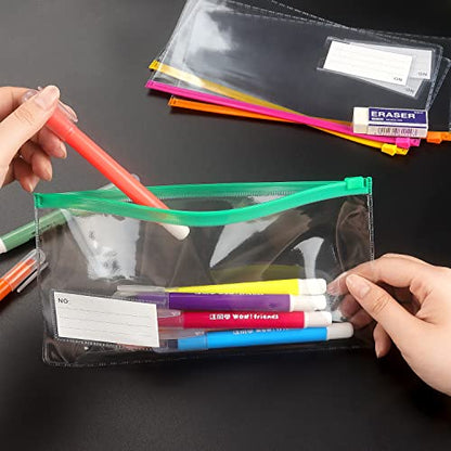 Tamaki 10 Pack Zipper Plastic Envelopes, Small Pencil Pounch, 9 x 4.7 Inch - size: A6