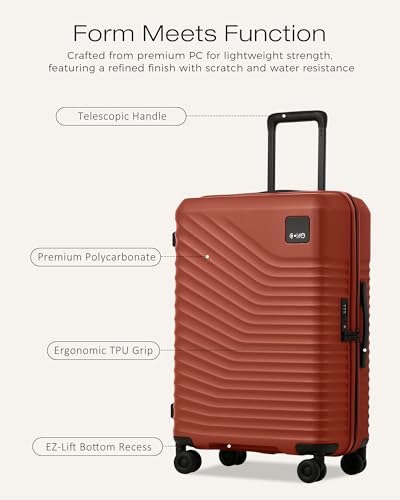 Coolife Luggage, Lightweight PC Hardside Suitcase, Checked-Large 28-Inch - color: Brown, size: Checked-Large 28-Inch