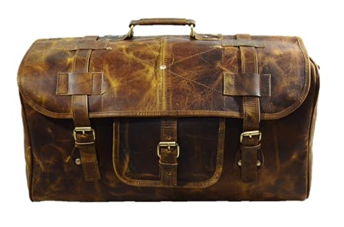 Urban Dezire Leather Duffel Travel Gym Overnight Weekend Leather Bag Sports Cabin
