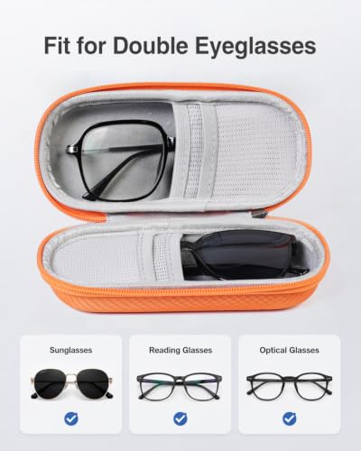 Luxtude Double Glasses Case, Double Eyeglass Case Travel Sunglass Organizer - color: Orange