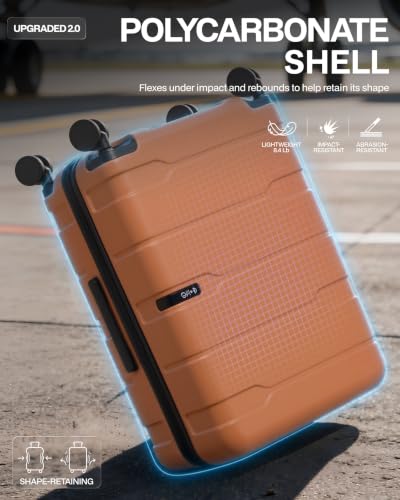 Coolife Medium Checked Luggage Hardside Suitcase with Spinner Wheels, 24in - color: Haze Mandarin2.0, size: Medium Checked(24in)