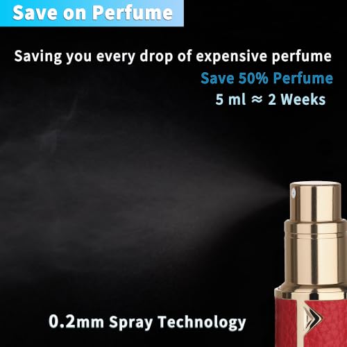 5ml Refillable Travel Perfume Atomizer Spray Bottle, Cologne Sprayer (Red) - color: Red