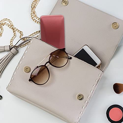 SMARTTOP Hard Shell Eyeglass Case- Glass Case With Cleaning Cloth, Glasses Case hard shell for men women - color: Burgundy