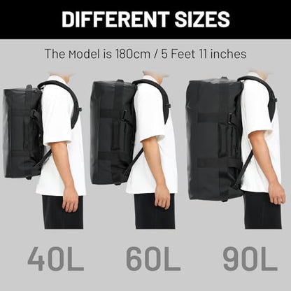 MIER 40L/60L/90L Water Resistant Backpack Duffel, Heavy Duty Duffle Bags - color: Black, size: 60l