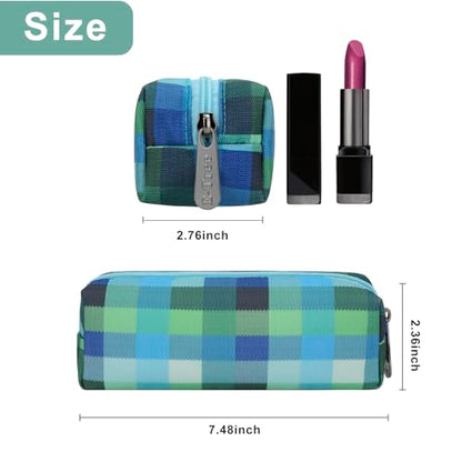 E-Tree Pencil Case,Makeup Brush Bag,Toiletry Pouch Organizer,Checkered - color: Blue Checkered