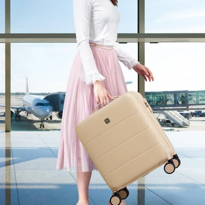 Hanke Underseat Carry On Luggage with Wheels, Hardside Small Suitcase - color: Cuba Sand, size: 16 Inch
