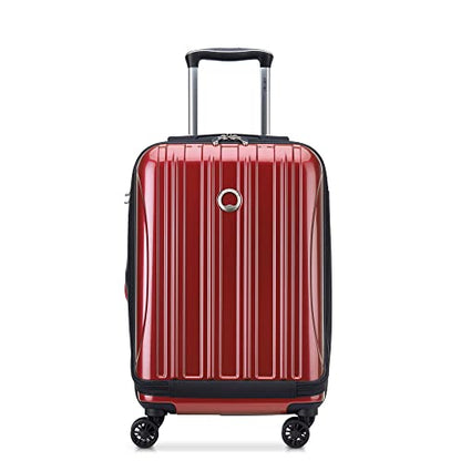 Delsey Luggage Helium Aero, International Carry On Luggage, 19", Front Pocket Hard Case Spinner Suitcase, Brick Red | Expandable Suitcase, Lightweight Hardside Polycarbonate, Four Spinner Wheels, Open Front Pocket, TSA Lock - color: Brick Red, size: Carry