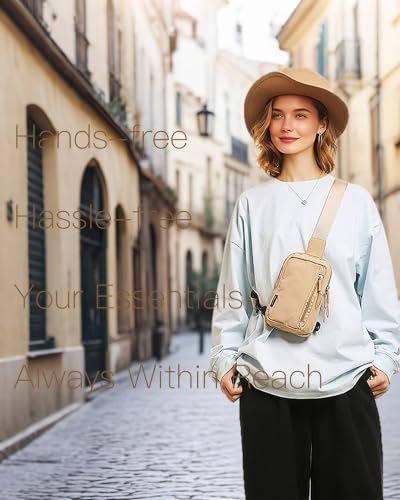 Small Sling Crossbody Bag, Water Resistant Nylon Chest Pack for Travel EDC - color: Beige