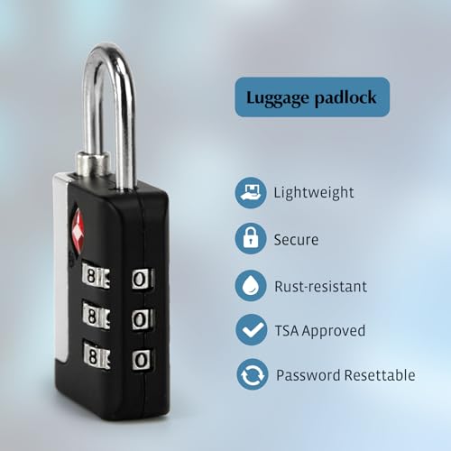TSA Approved Luggage Locks 2 Pack, 3 Digit Steel Shackle Combination JY-820 - style: JY-820