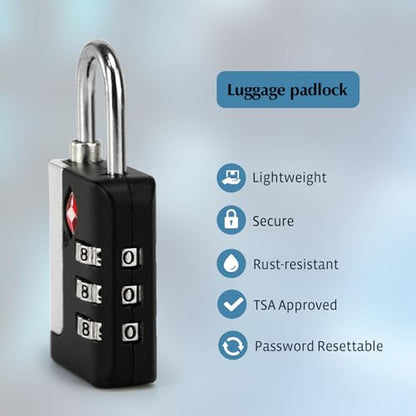 TSA Approved Luggage Locks 2 Pack, 3 Digit Steel Shackle Combination JY-820 - style: JY-820