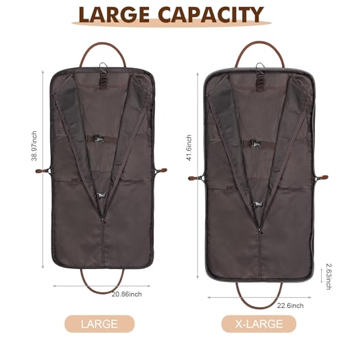 S-ZONE Carry on Garment Bag for Business Travel Canvas Leather Men Suit Cover - color: Black, size: X-Large