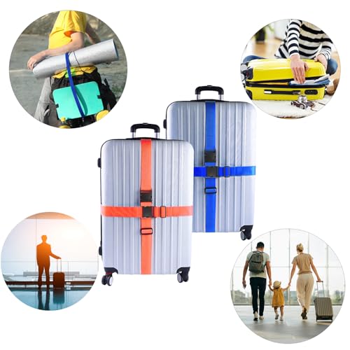 203.2cm(80인치) 슈트케이스 스트랩 TSA 승인, 긴 여행용 부착 벨트, 브라운 4개 - color: 브라운 4개