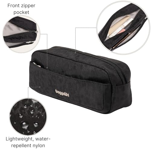 Long Pocket Cosmetic - Lightweight 7.8”x 3.1”x2.1” Makeup Bag - Travel Essentials Makeup Organizer - color: Black Cheetah Emboss