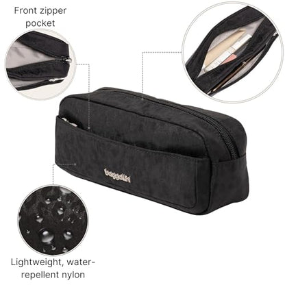 Long Pocket Cosmetic - Lightweight 7.8”x 3.1”x2.1” Makeup Bag - Travel Essentials Makeup Organizer - color: Black Cheetah Emboss