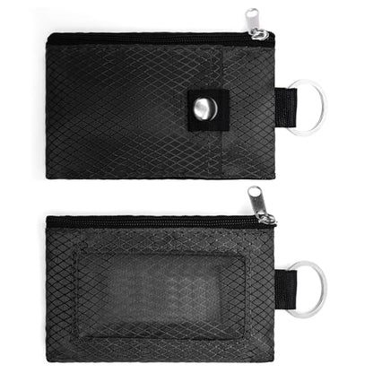 SENDEFN Minimalist Lanyard Keychain Wallet for Women, RFID Blocking WaterResistant Zip Credit Card Holder with ID Window - color: 2-Black