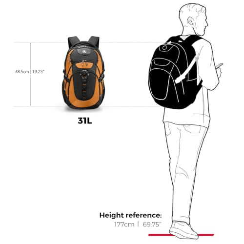 Swissdigital Design Laptop Backpack for Men with USB Charging Port SD803-66 - color: Orange/Black