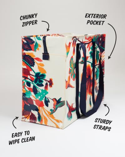 Blue Q Reusable Shoulder Tote Bag - Carry Everywhere Bag with Hefty Zipper - color: Hummingbird