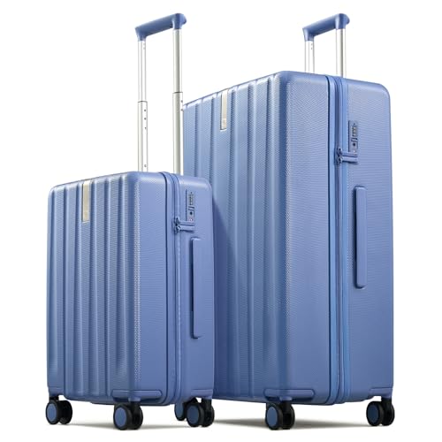 Hanke Upgraded Elite 2 Piece Luggage Set, 20 Inch Carry On & 29 Inch Extra Large Checked Suitcase, PC Hard Shell Suitcases with Wheels, TSA Lock, Explosion-Proof Zipper Travel Set,Deep Space Purple - color: Deep Space Purple, size: 2-Piece Set（20/29）