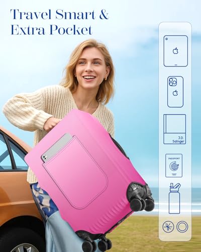 Slohif Luggage Cover for Suitcase Tsa Approved Protector - Luggage Sleeve Large Suit Case Cover Travel Stretch Baggage Case Protective Washable Fit 18-20 Inch Rose Gradient XS - size: Extra Small (18-20 inches), style: Pink Gradient