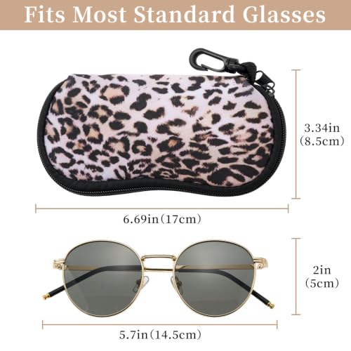 WOZEAH Double Eyeglass Case with 2 Compartments, Travel Eyewear Organizer for Two Pairs of Glasses - color: Leopard4
