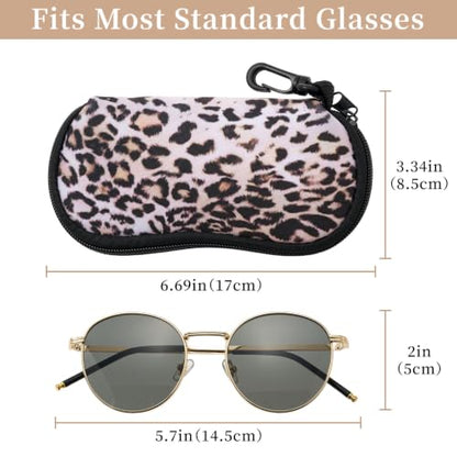 WOZEAH Double Eyeglass Case with 2 Compartments, Travel Eyewear Organizer for Two Pairs of Glasses - color: Leopard4