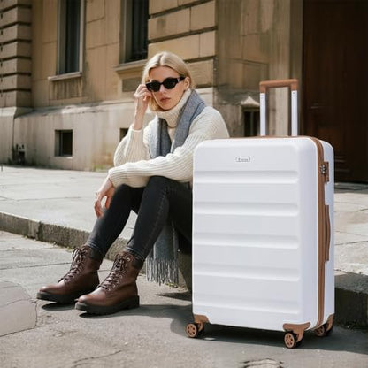 Eeeza Luggage Sets 5 Piece, Lightweight Durable Hardshell White,20/24/28" - color: White