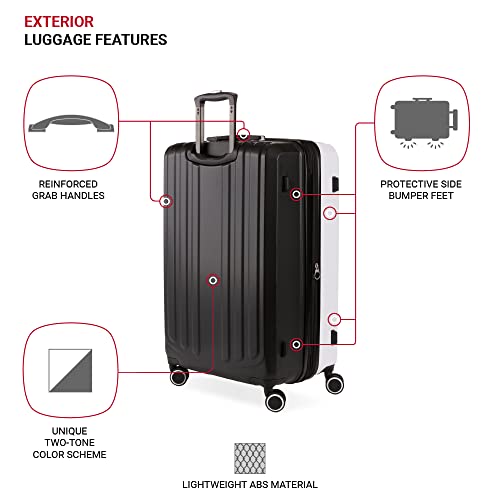 SwissGear 8028 Hardside Expandable Spinner Luggage, Black/White, Checked-Medium 24-Inch - color: Black/White, size: Checked-Medium 24-Inch