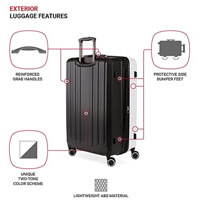 SwissGear 8028 Hardside Expandable Spinner Luggage, Black/White, Checked-Medium 24-Inch - color: Black/White, size: Checked-Medium 24-Inch