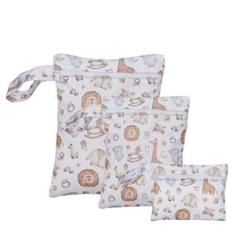 Happy Flute 3 Set Wet Bag Storage Bag Zipper Waterproof Washable - color: EF545
