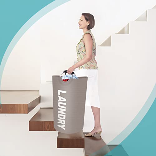 90L Large Laundry Basket, Dirty Clothes Waterproof Laundry Hamper, Khaki - color: Khaki, size: 90L