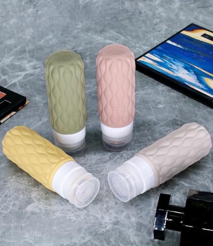 3.4oz Silicone Travel Bottles for Toiletries Refillable Liquid Accessories - color: Creamy Candy-3.4oz