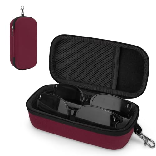 Double Eyeglasses Case, Hard Shell Glasses Case for Men Women - color: Red