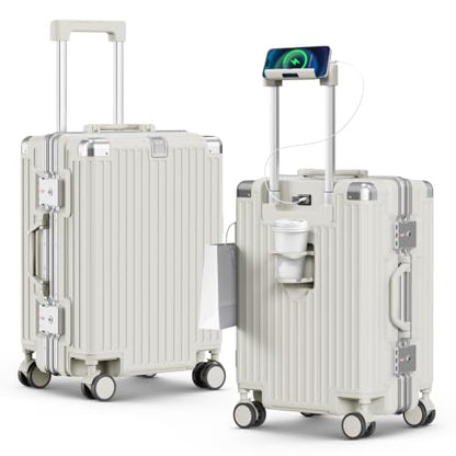 20 Inch Zipperless Carry on Luggage, Airline Approved Hardside Suitcase - color: White, size: 20 Inch