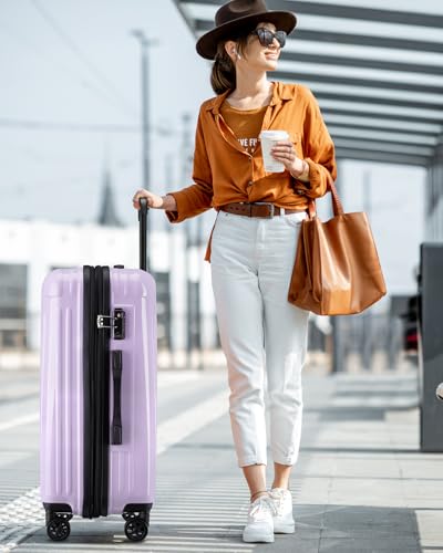 Carry On Luggage 22x14x9 Airline Approved, Suitcases with Wheels - color: Lavender, size: S(carry-on-20")