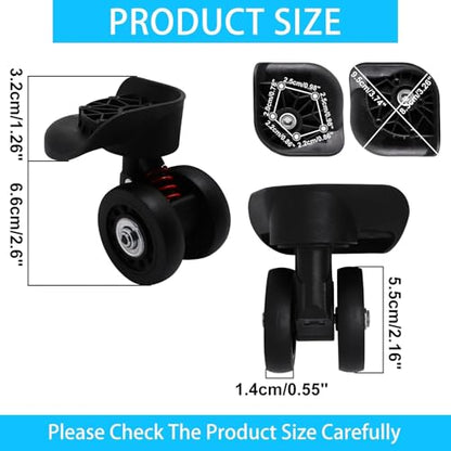 Luggage Wheels Replacement Kit, Suitcase Wheels Replacement with Screws, 360° Rotation Spinner Wheel, Mute Double Row Swivel Wheel for Luggage Suitcase Trolley (Black, 2PCS) - style: C-2pcs