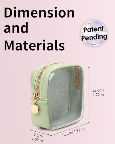 2 Pcs Clear Makeup Bag for Purse, Cute Cosmetic Pouch for Women - color: Green Set