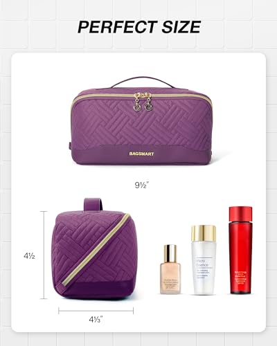 BAGSMART Puffy 메이크업 가방, 24-퍼플, 오픈 플랫 메이크업 가방 - color: 24-퍼플, size: 중형