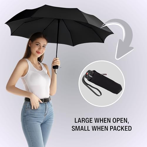Knirps T.020 Small Manual Open Close Rain Umbrella - Compact Travel Umbrella for Adults - color: Black