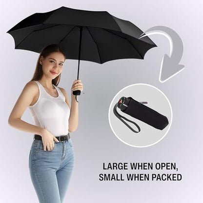 Knirps T.020 Small Manual Open Close Rain Umbrella - Compact Travel Umbrella for Adults - color: Black