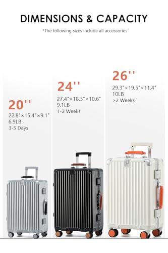 HotWay 24 Inch Checked Luggage with Leather Handle,Silver | Checked Luggage,Zipperless,Hardside,Leather Handle,8 Spinner Wheels,TSA Locks,For Long Trip,Silver - color: Silver (Brown Leather), size: Checked in 24inch