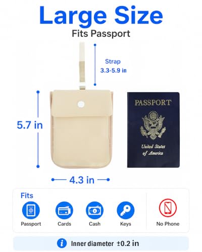 RFID-Blocking Travel Bra Wallet, Hidden Money Pouch with Elastic Strap - color: Nude, size: Passport Size