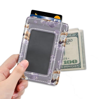 Bolaz Fox Dream Bubble Mini Front Pocket Wallet Credit Card Holder Slim RFID Blocking Sleeves for Men Women Credit Card Protector - color: Fox Dream Bubble