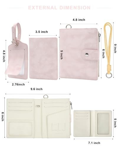 Passport Holder for Travel, Rfid Passport Wallet with Zipper - color: Petal Blush
