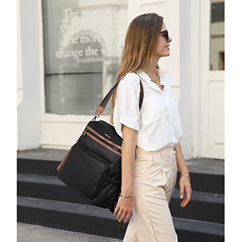 CLUCI Vegan leather Backpack for Women - color: Black With Brown